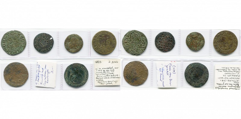 lot de 6 jetons: France, jeton à l''écu, jeton à la couronne, jeton à la tête de...