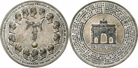 AUTRICHE, Etain médaille, 1814, Pfeuffer. Ouverture du congrès de Vienne. D/ Victoire deb. sur un globe, ten. une couronne et une palme, entourée des ...