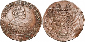 PAYS-BAS MERIDIONAUX, Cu jeton, s.d. (1666-1670). Magistrat de Bruges. D/ B. enfantin de Charles II à d. R/ L''écu de Bruges, tenu par un lion et un o...