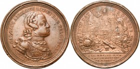 PAYS-BAS MERIDIONAUX, AE médaille, 1754, J.-B. Harrewyn. Médaille offerte à Charles de Lorraine par son antiquaire Dom Mangeart. D/ B. cuir. à d., déc...