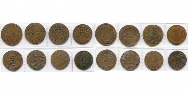 PAYS-BAS MERIDIONIAUX, lot de 8 jetons en cuivre: 1674, Jacques Pipenpoix, tréso...