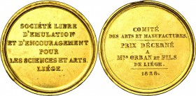 BELGIQUE, Royaume des Pays-Bas, AV médaille, 1828. Société libre d''émulation et d''encouragement pour les sciences et arts de Liège. D/ Inscription e...