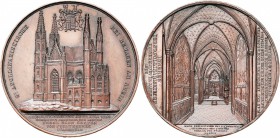 BELGIQUE, AE médaille, 1856, J. Wiener. Eglise Saint-Apollinaire de Remagen. D/ Vue extérieure. Au-dessus, armes de Fürstenberg. R/ Vue intérieure. Va...