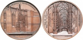 BELGIQUE, AE médaille, 1867, J. et Ch. Wiener. Sainte-Marie à Belem (Lisbonne). D/ Vue extérieure de la porte latérale. R/ Vue intérieure. Van Hoydonc...