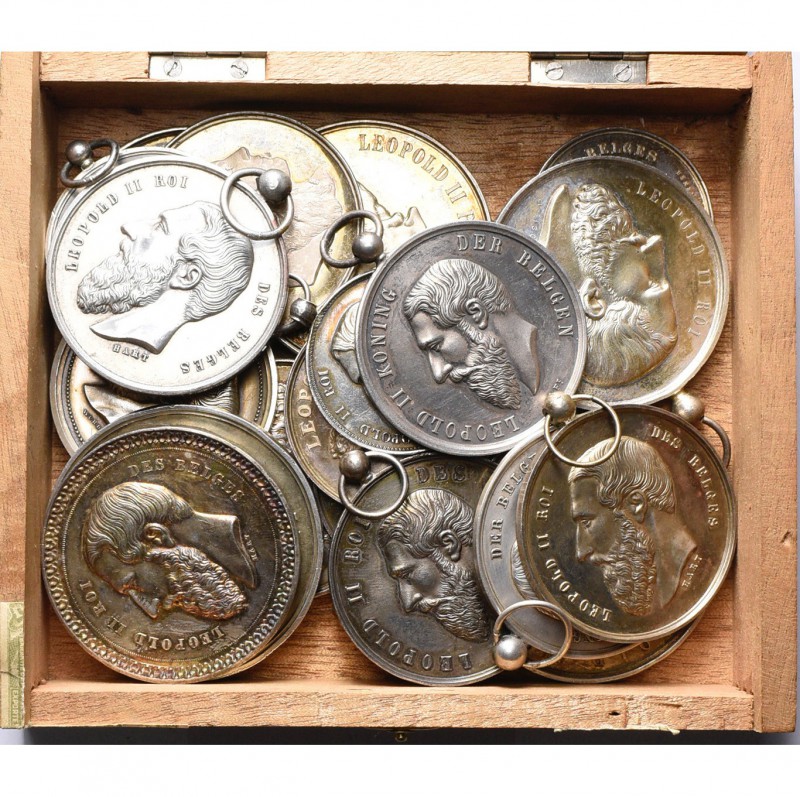 BELGIQUE, lot de 20 médailles en argent, dont: 1862, Wiener, Le comice agricole ...