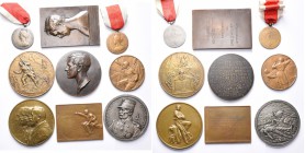 BELGIQUE, lot de 9 médailles à thème militaire par G. Devreese, dont: 1915, Le lieutenant-général Leman (AE argenté); 1915, La cantine du soldat priso...