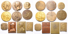 BELGIQUE, lot de 10 médailles, dont: 1915, Petit, Albert Ier; s.d., Petit, La Belgique répare les désastres de la guerre; s.d., Devreese, La Fleur de ...