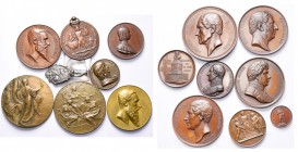BELGIQUE, lot de 17 médailles, principalement de la famille Wiener, dont: 1843, Léopold, duc de Brabant; 1847, Statue d''André Vésale; 1850, Loi de 18...