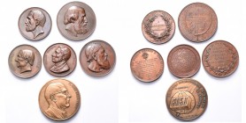 BELGIQUE, lot de 6 médailles en bronze: 1860, Geefs, Corneille Evit, notaire; 1864, Baes, Charles-François Roels; 1881, Wiener, Hendrik Conscience; 18...