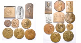 BELGIQUE, lot de 19 médailles par G. Devreese, dont: 1905, 13e congrès interparlementaire de Bruxelles; 1905, Gustave Francotte; 1910, Exposition univ...
