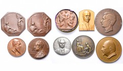 CONGO BELGE, lot de 10 médailles en bronze: 1894, Baetes, Exposition universelle d''Anvers; 1897, Lagae, Exposition internationale de Bruxelles; 1922,...