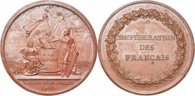 FRANCE, AE médaille, 1790, Gatteaux. Fédération générale du 14 juillet 1790. D/ La Liberté ten. le livre de la Constitution sur un autel inscrit A LA/...