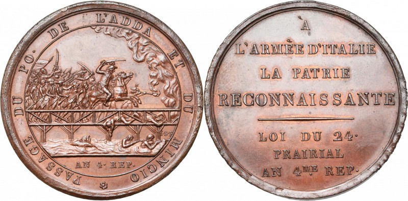 FRANCE, AE médaille, 1796 (an 4), Salwirck. Passage du Pô, de l''Adda et du Minc...