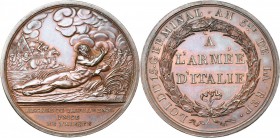 FRANCE, AE médaille, 1797 (an 5), Lavy. Passage du Tagliamento et prise de Trieste. D/ Le Tagliamento couché à g., déversant son urne. A g., les Franç...