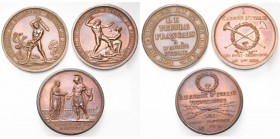 FRANCE, lot de 3 médailles: an 4 (1796), Hommage à l''armée d''Italie - Batailles de Millesimo; Bataille de Castiglione; an 5 (1797), Reddition de Man...
