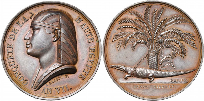 FRANCE, AE médaille, 1799 (an 7), Galle. Conquête de la Haute-Egypte. D/ T. d''I...