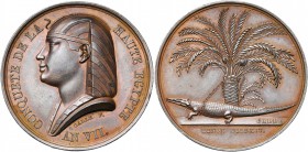 FRANCE, AE médaille, 1799 (an 7), Galle. Conquête de la Haute-Egypte. D/ T. d''Isis à g. R/ Crocodile enchaîné à un palmier. Hennin 896. 35mm Petites ...