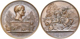 FRANCE, AE médaille, 1800 (an 8), Montagny. Victoire de Marengo et passage du Saint-Bernard. D/ T. de Bonaparte, premier consul, à d., sur un tableau ...
