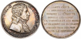 FRANCE, AR médaille, 1800, non signée (Liénard). Mort du général Desaix à la bataille de Marengo. D/ B. à d. R/ Inscription en huit lignes. Bramsen 49...