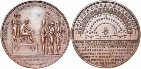 FRANCE, AE médaille, 1804, Jeuffroy et Jalet. Distribution des croix de la Légion d''honneur au camp de Boulogne. D/ HONNEUR LEGIONNAIRE AUX BRAVES DE...