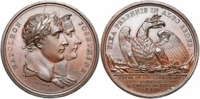 FRANCE, AE médaille, 1804 (an 13), Brenet. Fêtes du couronnement données à l''hôtel de ville de Paris. D/ T. accolées à d. de Napoléon Ier et de Josép...