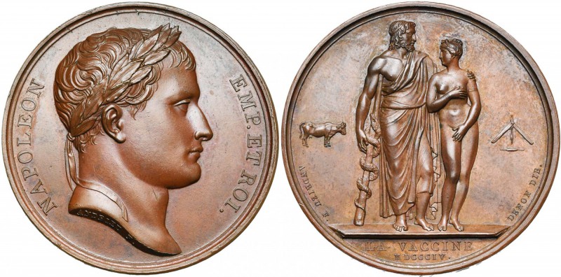 FRANCE, AE médaille, 1804, Andrieu. Propagation de la vaccine. D/ T. de Napoléon...