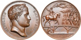 FRANCE, AE médaille, 1805, Andrieu. La Grande Armée franchit le Lech à Augsbourg le 12 octobre 1805. D/ T. l. de Napoléon Ier. R/ L''empereur harangua...