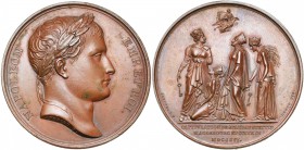 FRANCE, AE médaille, 1806, Andrieu/Jeuffroy. Capitulation de Spandau, Stettin, Magdebourg et Küstrin. D/ T. l. de Napoléon Ier à d. R/ Les quatre vill...