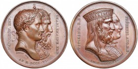FRANCE, AE médaille, 1806, Andrieu. Alliance avec la Saxe. D/ B. accolés de Napoléon et de Charlemagne à d. R/ B. accolés de Vitikind et de Frédéric A...