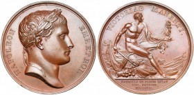 FRANCE, AE médaille, 1807, Andrieu/Brenet. Bataille d''Eylau le 8 février 1807. D/ T. l. de Napoléon Ier à d. R/ VICTORIAE MANENTI Napoléon assis à d....