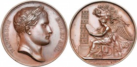 FRANCE, AE médaille, 1807, Andrieu. Conquête de la Silésie. D/ T. l. de Napoléon Ier à d. R/ La Victoire assise à g., gravant un bouclier. Derrière el...