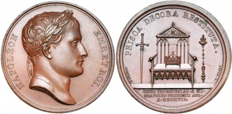 FRANCE, AE médaille, 1807, Andrieu/Brenet. Erection du duché de Varsovie. D/ T. ...