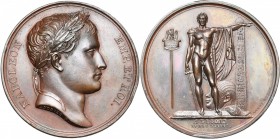 FRANCE, AE médaille, 1810, Andrieu/Brenet. Statue de Desaix. D/ T. l. de Napoléon Ier à d. R/ Une figure héroïque deb., le bras g. étendu et la main d...