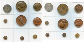 FRANCE, lot de 9 médailles et jetons en bronze (1 en argent) commémorant le mariage de Napoléon et Marie-Louise et la naissance du roi de Rome.
Très ...