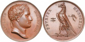 FRANCE, AE médaille, 1814, Andrieu/Brenet. Campagne de France. D/ T. l. de Napoléon Ier à d. R/ FEVRIER - MDCCCXIV L''aigle impérial deb. à g. sur un ...