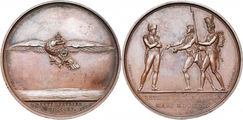 FRANCE, AE médaille, 1815, Brenet/Andrieu. Marche sur Paris. D/ Un aigle couronn...