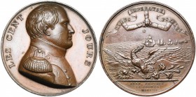 FRANCE, AE médaille, 1815, Merlen. Les Cent Jours. D/ B. de Napoléon Ier à d., en uniforme. R/ La flottille de l''empereur quittant l''île d''Elbe. Su...