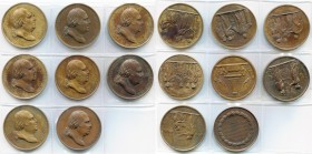 FRANCE, lot de 8 médailles de Louis XVIII: 1795 (1814), Galle, Fin de la captivité de la fille aînée de Louis XVI; 1803 (1814), Propositions d''abdica...