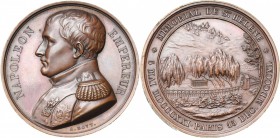 FRANCE, AE médaille, 1840, Bovy. Mémorial de Sainte-Hélène. D/ B. de Napoléon à g., en uniforme. R/ Le tombeau au centre d''un paysage vallonné. Brams...