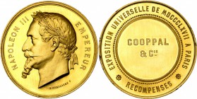 FRANCE, AV médaille, 1867, H. Ponscarmé. Médaille de récompense de l''exposition universelle de Paris. D/ T. l. de Napoléon III à g. R/ Attribuée dans...