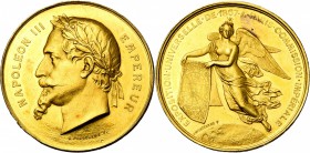 FRANCE, AV médaille, 1867, H. Ponscarmé. Exposition universelle de Paris 1867 - Commission impériale. D/ T. l. de Napoléon III à g. R/ Génie ailé surv...
