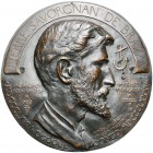 FRANCE, AE médaillon uniface, 1886, Ringel d''Illzach. Pierre Savorgnan de Brazza (1852-1905). D/ Buste à d. Devant lui, une ancre. 178mm Médaillon un...