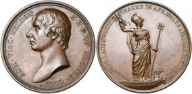 GRANDE-BRETAGNE, Métal blanc médaille, 1805, Webb/Droz. Mort de l''amiral Nelson à la bataille de Trafalgar. D/ T. à g. R/ Bellone deb. à d. sur une p...