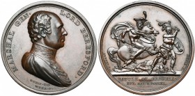 GRANDE-BRETAGNE, AE médaille, 1811, Webb/Brenet. Victoire britannique à la bataille d''Albuera. D/ B. du général Beresford à d., en uniforme. R/ Un la...