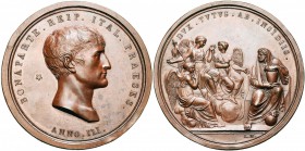 ITALIE, AE médaille, 1800 (an 3), Manfredini. Attentat manqué à Paris contre le premier consul Napoléon Bonaparte. D/ T. à d. R/ DVX TVTVS AB INSIDIIS...