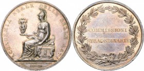 ITALIE, AR médaille, 1803 (1807-1813), Manfredini. Académie royale des beaux-arts de Milan - Commission extraordinaire. D/ Minerce assise à g., ten. l...