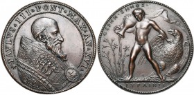 ITALIE, ETATS PONTIFICAUX, AE médaille, 1550 (an 16), A. Cesati (il Grecchetto). Paul III - Cession des duchés de Parme et Plaisance à Pier Luigi Farn...