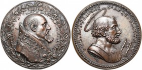 ITALIE, ETATS PONTIFICAUX, AE médaille, 1641 (an 18), A. Astesano. Urbain VIII - Saint Pierre. D/ B. à d. dans une couronne de laurier. R/ SPETRVSPR...