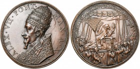 ITALIE, ETATS PONTIFICAUX, AE médaille, 1664 (an 10), G. Morone Mola. Alexandre VII - Procession de la Fête-Dieu. D/ B. à g., coiffé de la tiare. R/ P...