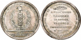 SUISSE, VAUD, AE argenté médaille, 1798. Création de la République helvétique - Hommage à Frédéric-César de la Harpe. D/ Faisceau républicain sous le ...
